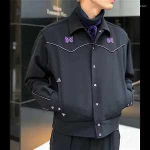 Мужские куртки в японском стиле, черная куртка с иглами для мужчин и женщин, 1:1, высокое качество, винтажные классические пальто с вышитым логотипом и бабочкой