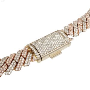 Anpassad lyxig design kubansk kedja 10mm-15mm halsband med bling d vvs moissanite diamantrappare hiphop halsband länk smycken smycken
