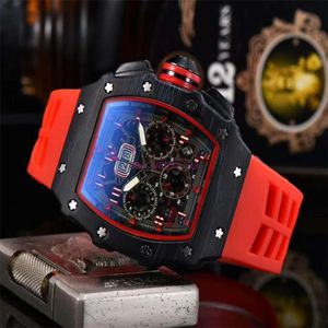 Men Fashion Watches All Dial Work Chrono Stainless Steel Quartz Movement Rubber Band Male Sport Wristwatch Gift Clock Montre226V