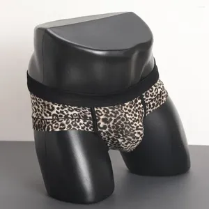 Underpants Men Elastic Leopard Printed U Convex Briefs Underwear Male Breathable Sissy Tanga Hombre Knickers