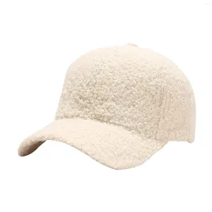 Berets moda outono e inverno cor sólida cordeiro lã boné de beisebol quente retro lazer chapéu para mulheres pele chapeau femme