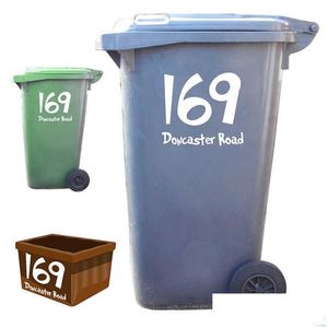 Wandaufkleber 3 Stück Wheelie Bin Numbers Benutzerdefinierte Hausnummer und Straßenname Aufkleber Aufkleber Mülleimer Müll Müll 210615 Drop Deliv Dhcen