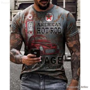 Thirts للرجال 2024 Summer Men T-Shirt 3D Car Highway دراجة نارية دراجة نارية الهيب هوب Tshirt Top قميص كبير الحجم للملابس القديمة 1178