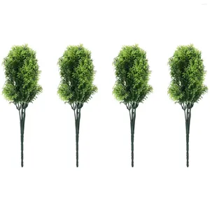 Dekorativa blommor 4 PCS Office Decor Artificial Plant Model Green Grass Flower Arrangement Fake Desktop Plastic Faux Simulation Stem