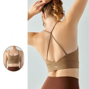 al Gilet da yoga da donna con scollo a U con imbottitura fissa sul petto, bretella semplice ed alta elasticità, triangolo sexy, bella schiena, sensazione nuda, fitness traspirante