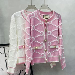 2024 G marca de luxo designer Womens Sweaters rosa roupas Top Cardigan Casual V-Neck Knit Casaco Manga Longa Knitwear letras camisola de inverno
