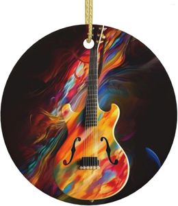 Decorações de Natal Árvore Cerâmica Pendurada Forma Redonda Ornamentos Abstratos Artesanato de Guitarra para Festa de Natal