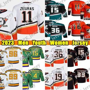 Anaheim''Ducks''Zegras Reverse Retro camisa de hóquei 19 Troy Terry 15 Ryan Getzlaf Cam Kariya Jakob Silfverberg Teemu Selanne Charlie Conway j