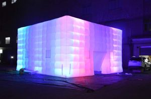 Atividades ao ar livre portátil grande tenda de cubo de ar inflável Fancy LED House Inflatable Tent With Lights for Event Exhibition Wedding Party Business