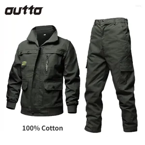 Giacche da caccia Set militare in cotone Uomo Multi-tasche Giacca resistente all'usura Pantaloni cargo causali Arrampicata all'aperto Tattica di combattimento Tuta maschile