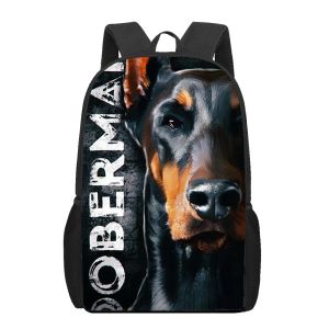 Carrier Doberman Cool Dog 3D Pattern School Backpack for Children Girls Boys Casual Book Bag Teenager Backpacks Student School Bags 16in