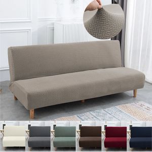 Jacquard elástico sem braços sofá cama capa ajustável estiramento sofá dobrável capas slipcovers protetor banco futon capa 3 tamanho 240119