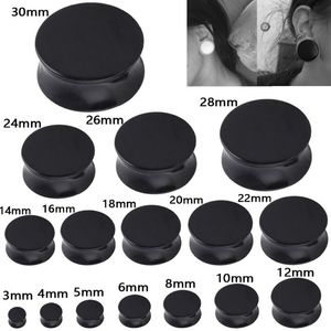 Plugs and Tunnels for Ears, Mens Acrylic Gauges for Ears Ear Gauges Stretching Black Round Shape Ear Expander