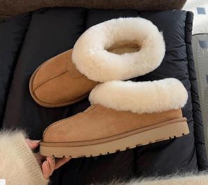 منصة Tazz Tasman Slippers Women Snow Boots تحافظ على الحذاء الدافئ ناعمًا مريحًا من جلد الغنم أفخم أحذية غير رسمية مع بطاقة هدايا جميلة الخردل لون الكستناء