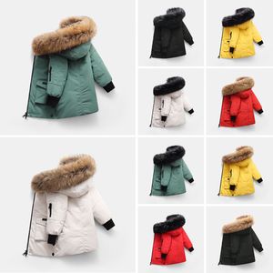 2024 Kış Kids Down Ceket Ceket Erkek Kız Bebek Dış Giyim Sıcak Greatcoat Ceketler Kapşonlu Spor Giyim Açık Klasik Sarma 5 Renk 110-170 Tasarımcı