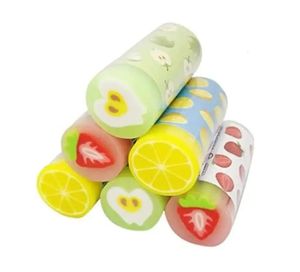 6 paket sevimli meyve silgileri kalem silindirik şekilli kawaii Çocuklar için 240124