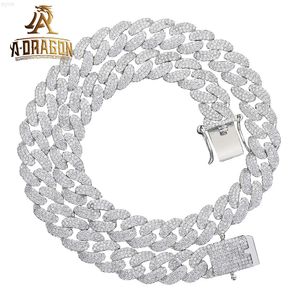 18mm VVS Moissanite Cuban Link Chain Necklace Custom Baguette Straight Line Iced Out 925 Silver Hip Hop Jewelry