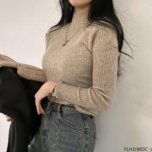 Women's Sweaters Year Autumn Winter Basis Pullovers Jumpers Long Sleeve Japan Cute Sweet Girls Slim Fitted Half Turtleneck Knitted