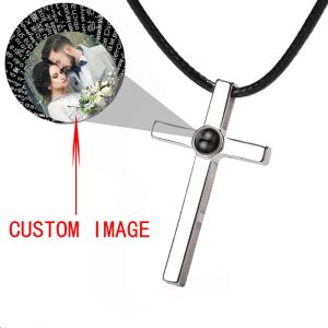 Collane Collana croce con foto personalizzabili TI AMO In 100 lingue Collana con proiezione Per Ricordo D'AMORE Regali rotondi A forma di D