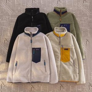 Jaquetas masculinas 2024 de alta qualidade casual moda feminina completa zip jaqueta de lã para homens gola fuzzy fofo casaco de inverno quente