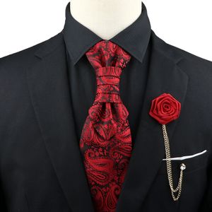 Mens Premium Paisley Tie Brooch Set Red Black Blue Ajustable Scyk Luksusowy klasyczny garnitur Tuxedo Groom Wedding Akcesoria 240122