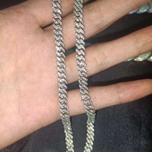 Best Selling S925 Silver d Vvs1 Moissanite Diamond 5mm One Row Hip Hop Cuban Link Chain Necklace