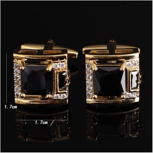 Cuff Links High Quality Square New Design Red Black Crystal Fashion Shirt Accessories Creative 2 Cufflink Mens Cufflinks Drop Delivery Dhf9D