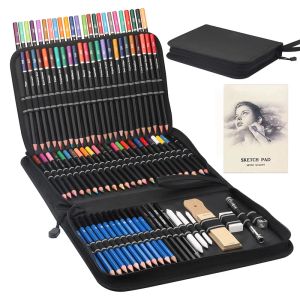 Supplies 51/72/96 Pieces Painting Drawing Art Supplies Set Colored pencils Sketch Pencils Charcoal Pencils Paper Stumps With Bag Art Gift