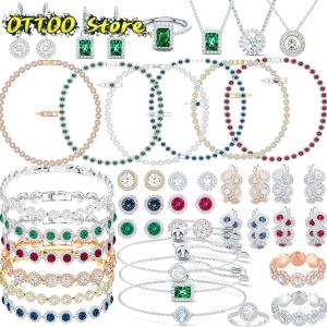 Uppsättningar 2024 Original Fine Lady Jewelry Set Luxury Angelic Necklace Armband Rings Earring Romantic Banket smycken Charms för kvinnor