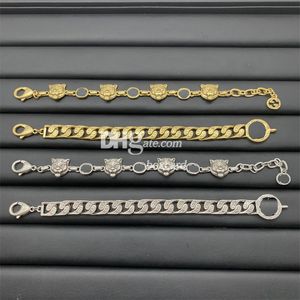 Goldene Geistesketten-Armbänder, Designer-Buchstaben-plattierte Ketten, Kupfer-Gold-Kettenarmbänder für Männer und Frauen, mit Geschenkbox-Sets, Geburtstag, Jahrestagsgeschenk