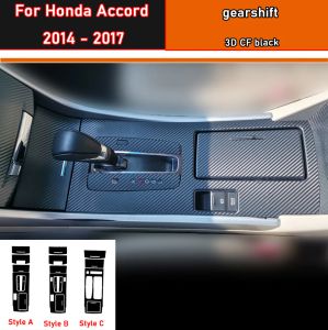 Наклейка на салон автомобиля, защитная пленка для коробки передач для Honda Accord 2014-2017, наклейка на панель передач автомобиля, черная из углеродного волокна
