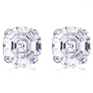 Kolczyki stadnonowe 925 Sterling Silver Asscher Cut Diamond High Carbon Diamonds Party Ear Studs for Women Fine Biżuter