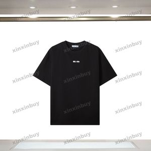 Xinxinbuy 2024 Erkekler Tasarımcı Tee T Shirt Milan Mektup Nakış Kadınlar Turuncu Siyah Beyaz Mavi Kırmızı M-3XL