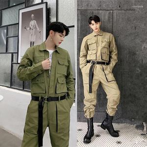 Herren Trainingsanzüge 2024 Mode Overall Männer Overalls Einteilige Strampler Männliche Arbeitskleidung Hosen Hosen Hip Hop Taschen Designer Cargo Wear