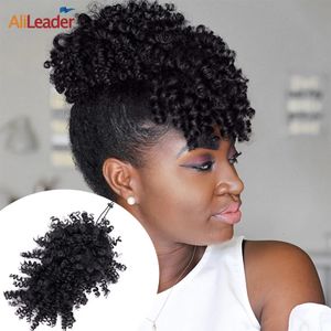 Alileader sintético encaracolado franja kinky encaracolado cabelo franja clipe curto em extensões de cabelo franja ajustável pedaço de cabelo para mulher 240118