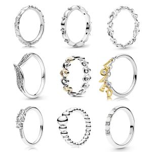 Ringe 925 Silber Genauer Frauenring Charm Fashion Love Logo Anhänger Zirkon unregelmäßige Kabelkette Party Bankett Großhandelsgeschenk