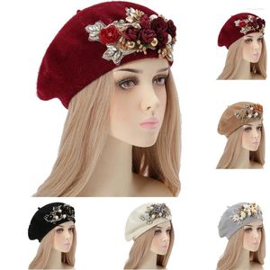 Baretten Strass Parel Baret Vrouw Herfst Winter Koreaanse Alle Bijpassende Japanse Schilder Hoed Britse Retro Effen Kleur Kunstenaar