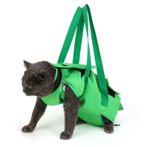 ベビーカー多機能猫キャリアバッグポータブル折りたたみ式キャットバッグ耳歯マニキュアグルーミング屋外旅行のためのアンチスクラッチ