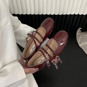 Dress Shoes Fashion Loafer Women Pumps Patent Leather Black Beige Wine Red Sier Round Toe Mary Janes Casual Flats for