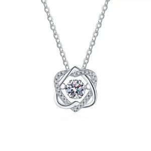 Подвески S925, серебряный камень Мосанг, шестиконечная звезда, умный кулон, модная костяная цепочка с замком в форме сердца, женское ожерелье, женское ожерелье