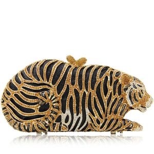 Borsa di cristallo a forma di animale Pochette con strass tigre Borsa da donna per feste Borsa da sera di lusso all'ingrosso Sac De Luxe Femme Bolso 240125