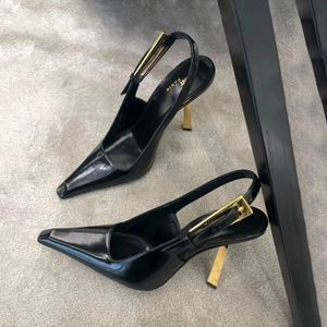 Lee Heels Slipper Slingback Stiletto Buckle High Heel Женский роскошный дизайнер лето 10,5 см сексуальные зеркальные кожа