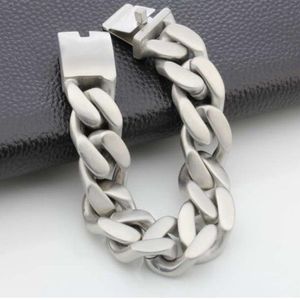 21mm 22cm Men's Bracelet stainless steel brushed Silver cuban curb link bracelet2583