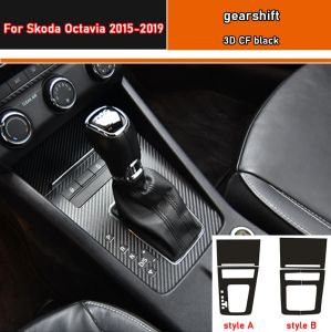 Adesivo per interni auto Pellicola protettiva per scatola ingranaggi per Skoda Octavia 2015-2019 Adesivo per pannello finestra auto in fibra di carbonio nero