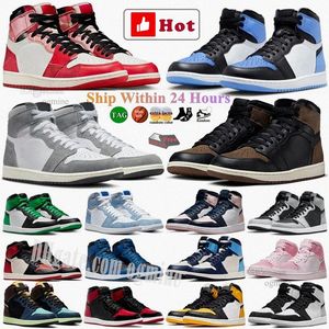 Herren High Mid OG Basketballschuhe Palomino UNC Zehenmänner Turnschuhe Universitätsblau gewaschen Patent gezüchtet grün Damen Trainer Ogmine 36-47 HYXXb #