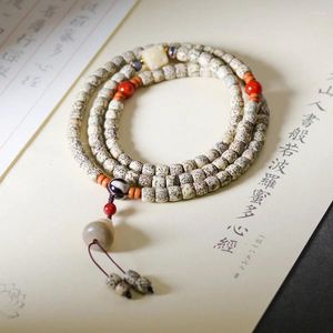 Collana con braccialetto di perline di preghiera Bodhi giadificato in pelle Yin di pietra Hainan di giada