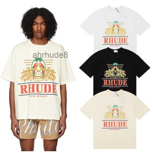 Rh designers herr rhude broderi t skjortor för sommar bokstav polos skjorta kvinnors tshirts kläder kort ärm stora plus storlek 100% bomull tees zdsi