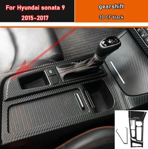 Película protetora para interior do carro, caixa de engrenagens, adesivo de fibra de carbono, preto, para hyundai sonata 9 2015-2017