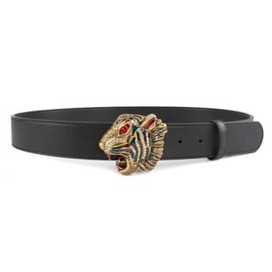 Luxury Designer Belt Tiger Buckle Fashion Högkvalitativ äkta läder Kvinnor Bälten Män Letter Midjeband ADD BOX220N