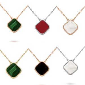 Collana in oro placcato per donna collana di trifogli di lusso stile coppia regali di San Valentino catene sottili uomo rosso verde pietra preziosa collana con ciondolo amore moda ZB002 C23